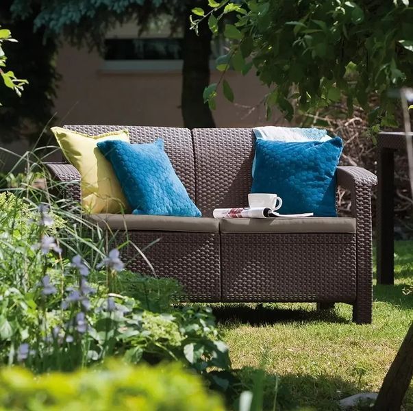 Диван для саду та тераси Keter Corfu II Love Seat 258946 коричневий 258946 фото