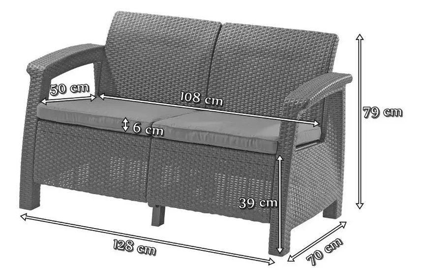 Диван для саду та тераси Keter Corfu II Love Seat 258946 коричневий 258946 фото