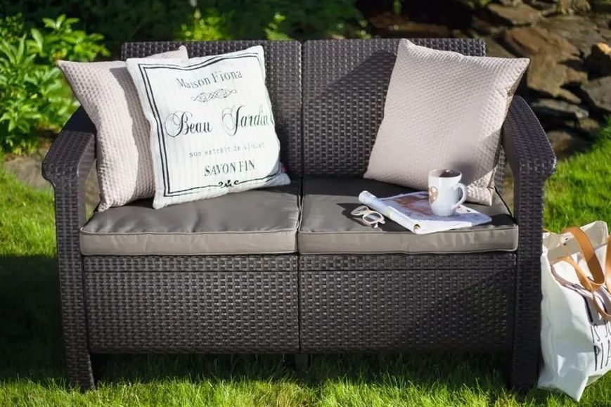 Диван для саду та тераси Keter Corfu II Love Seat 258946 коричневий 258946 фото