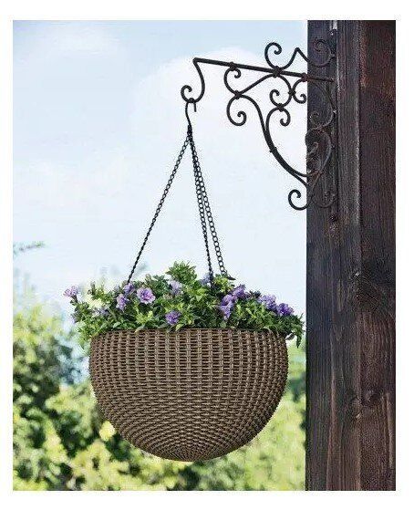 Подвесной цветочный горшок кашпо Keter Rattan Style Hanging 8,6л мокко 230502 230502 фото