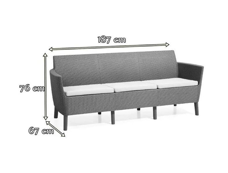 Диван садовий SALEMO 3 SEATER SOFA Keter Коричневий 244095 244095 фото
