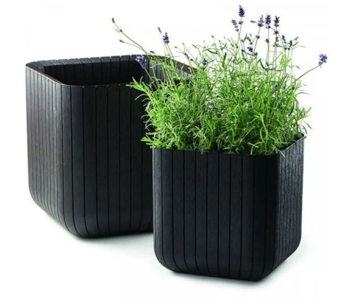 Цветочный горшок Keter Cube Planter M антрацит 230227 230227 фото