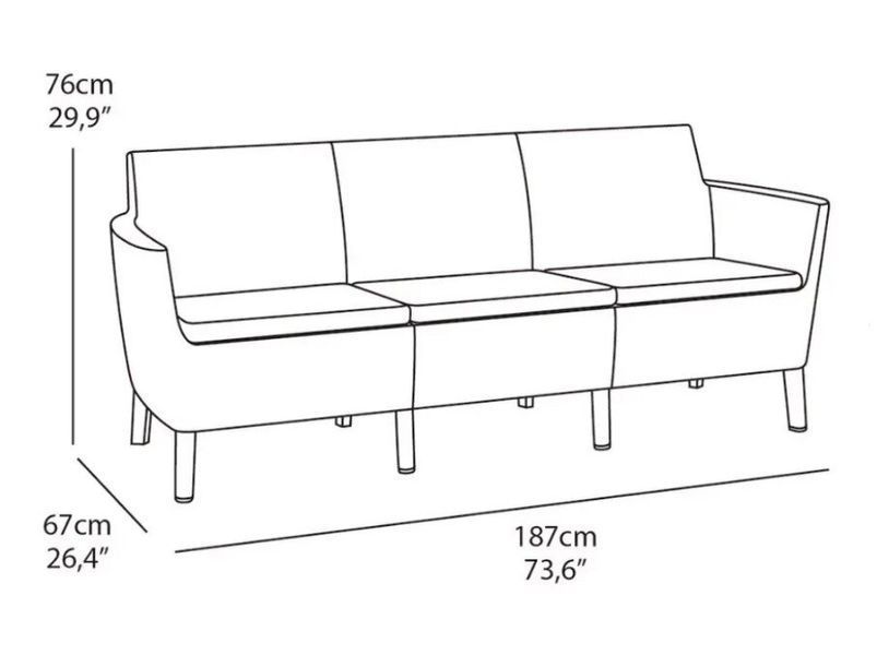 Диван садовий SALEMO 3 SEATER SOFA Графіт 244100 244100 фото