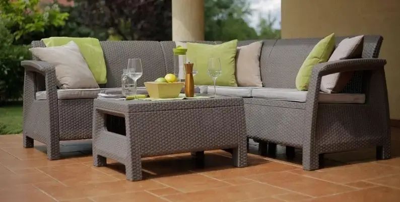 Диван садовий кутовий Keter Corfu RELAX SOFA Капучино 241727 241727 фото