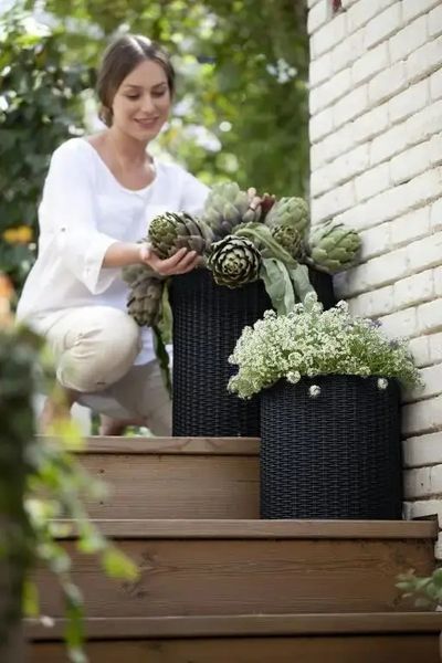 Комплект кашпо для квітів Keter Cylinder Planters S + M + L антрацит 230217 230217 фото