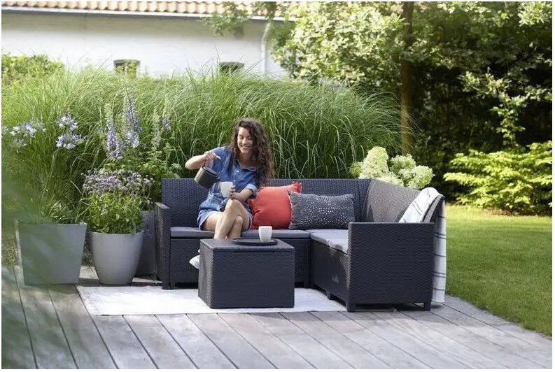 Набор садовой мебели Keter Claire 5 seat corner with storage table графит 253077 253077 фото