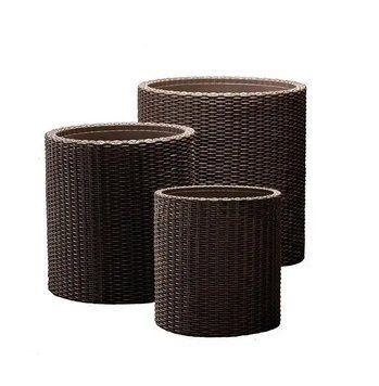 Комплект кашпо для квітів Keter Cylinder Planters S + M + L коричневий 220455 220455 фото