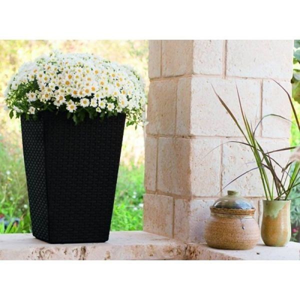 Горщик для квітів Medium Rattan Planter сірий Keter 7290103659288 фото
