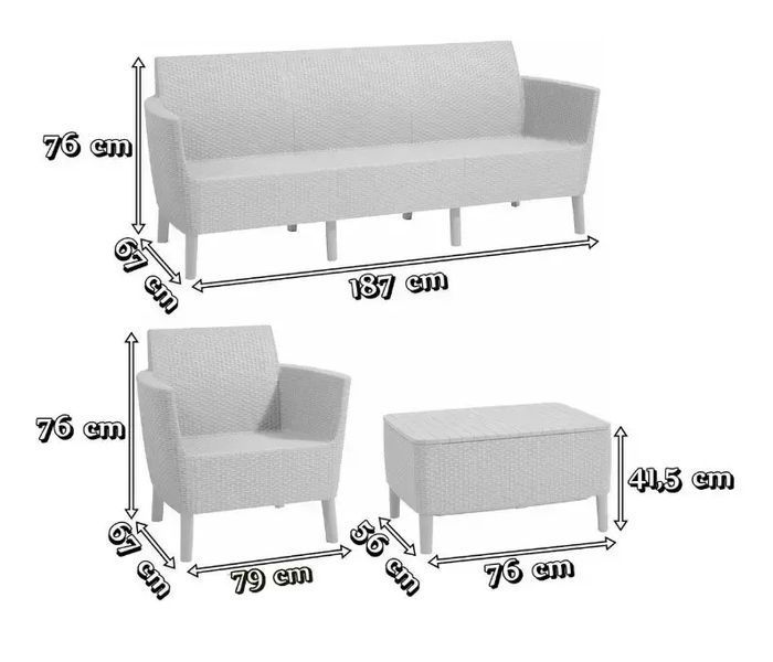 Комплект садових меблів Salemo 3 seater set Keter Капучино 253237 253237 фото