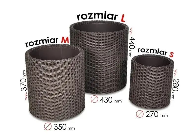 Комплект кашпо для квітів Keter Cylinder Planters S + M + L коричневий 220455 220455 фото