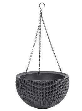 Підвісний горщик для квітів Keter Rattan Style Hanging графіт (253845) 229545 229545 фото
