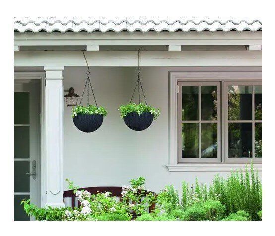 Підвісний горщик для квітів Keter Rattan Style Hanging графіт (253845) 229545 229545 фото
