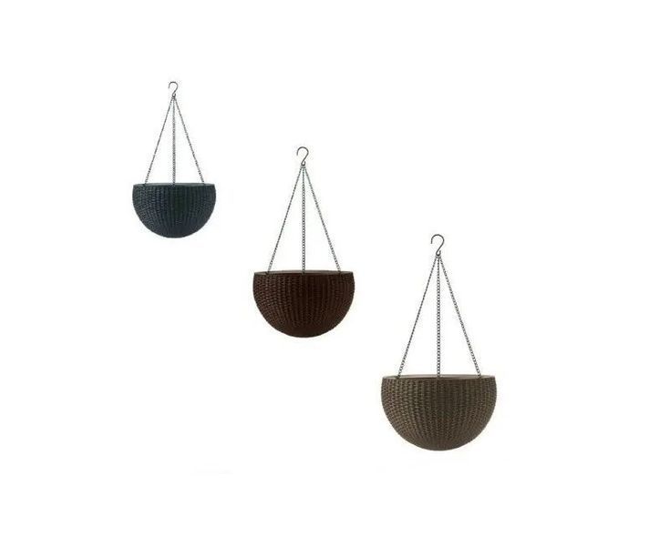 Підвісний горщик для квітів Keter Rattan Style Hanging графіт (253845) 229545 229545 фото