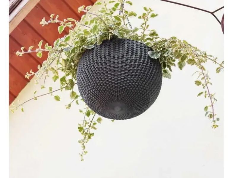 Підвісний горщик для квітів Keter Rattan Style Hanging графіт (253845) 229545 229545 фото