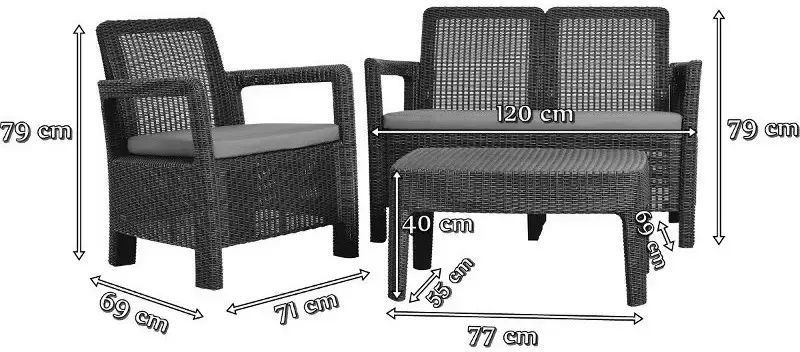 Комплект садових меблів Tarifa lounge set Коричневий 223787 223787 фото