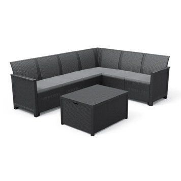 Угловой комплект мебели Keter Elodie 6 seater with Orlando Графит 249596 249596 фото