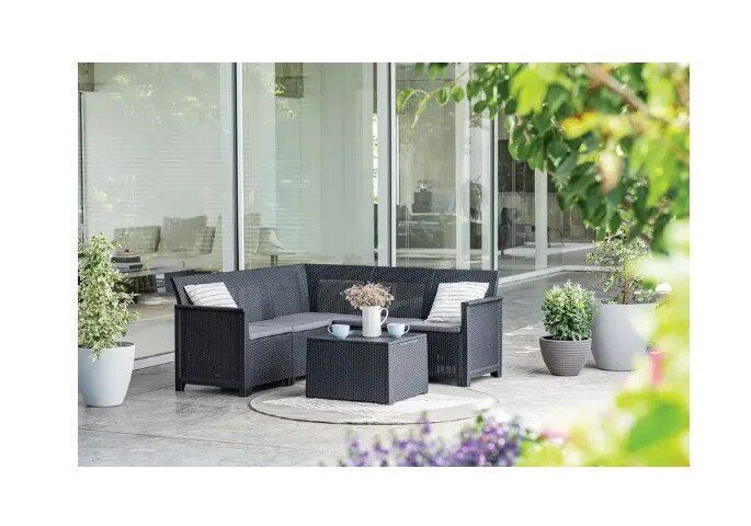 Угловой комплект мебели Keter Elodie 6 seater with Orlando Графит 249596 249596 фото