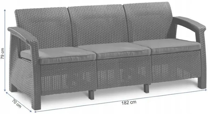 Диван садовий Keter Corfu love seat max Графіт 223211 223211 фото