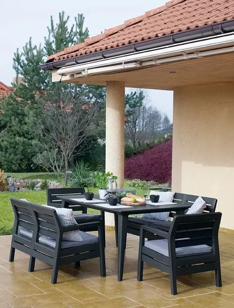 Комплект пластиковой садовой мебели из искусственного ротанга Keter Pelano Set With Lima Table графит 233328 233328 фото