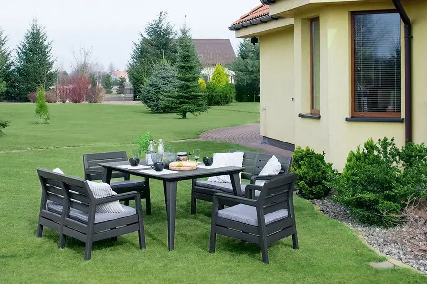 Комплект пластиковой садовой мебели из искусственного ротанга Keter Pelano Set With Lima Table графит 233328 233328 фото