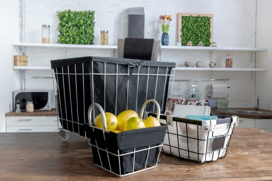 Кошик металевий сітчастий із вкладишем на колесах TG-01 Handy Home TG-01 фото