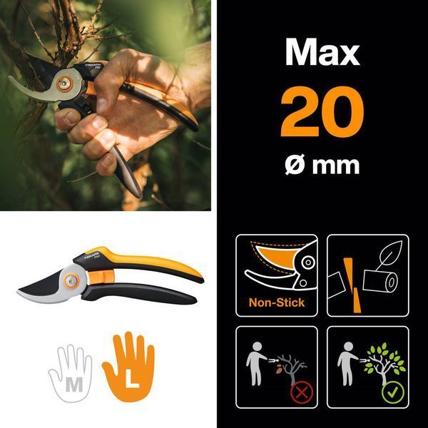 Плоскостной секатор Fiskars Solid&trade; P341 (1057164) 1057164 фото