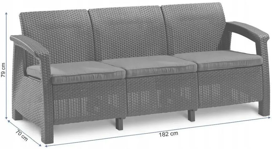 Диван для сада и террасы Keter Corfu Love Seat Max 258975 графит 258975 фото