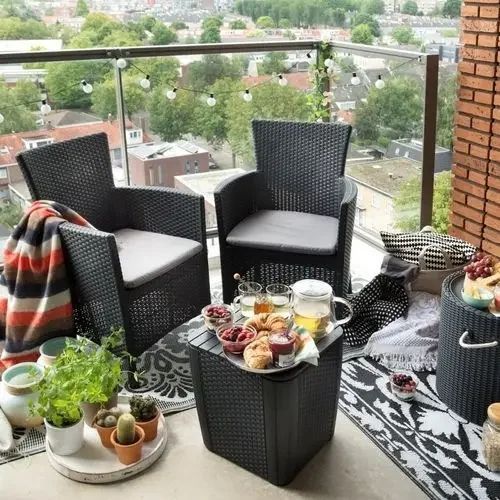 Набор пластиковой садовой мебели Keter Iowa Balcony (Luzon Flat) 223929 графит 223929 фото