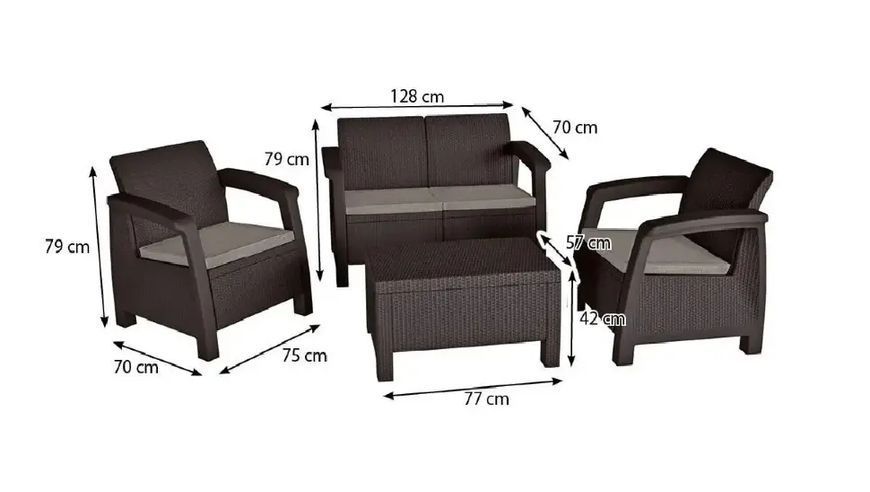 Комплект садових меблів Keter Bahamas Set Коричневий 230683 230683 фото