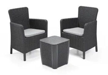 Набір пластикових садових меблів Keter Trenton Balcony (Round Wicker Luzon Table) 231695 графіт 231695 фото