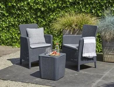 Набір пластикових садових меблів Keter Trenton Balcony (Round Wicker Luzon Table) 231695 графіт 231695 фото