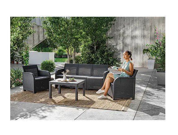 Набір садових меблів Kete Rosalie 3S 5 Seater Set With Orlando Dig Table графіт 249587 249587 фото
