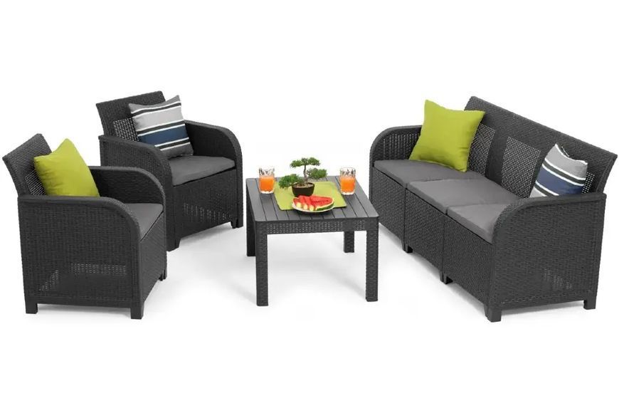 Набір садових меблів Kete Rosalie 3S 5 Seater Set With Orlando Dig Table графіт 249587 249587 фото