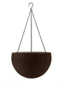 Підвісний квітковий горщик Rattan Style Hanging кашпо 8,6л Keter коричневий 229544 229544 фото