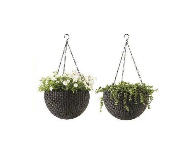 Підвісний квітковий горщик Rattan Style Hanging кашпо 8,6л Keter коричневий 229544 229544 фото